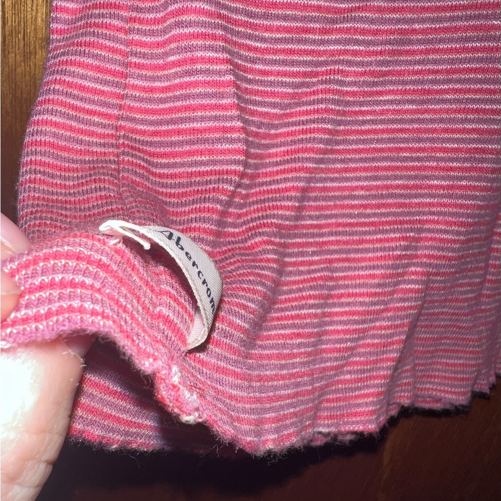 Abercrombie & Fitch Pink & Pink Striped Ribbed Tank Size Medium Y2K - Picture 9 of 11